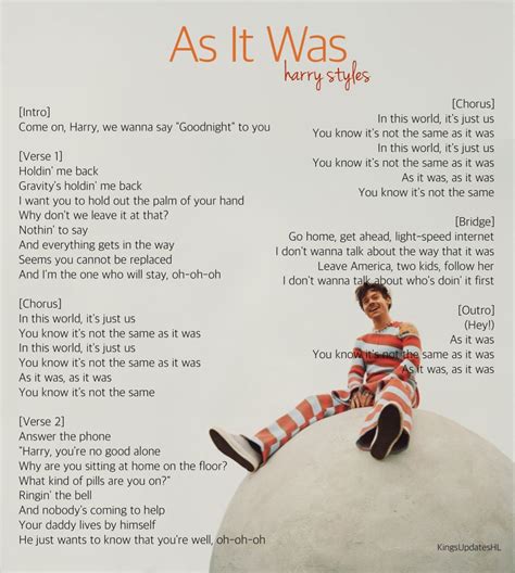 harry styles as it was lyrics|Harry Styles – As It Was Lyrics .